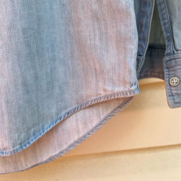 Rag & Bone Light Blue Distressed Long-Sleeved Classic Collar Shirt, Size XS - Picture 5 of 14